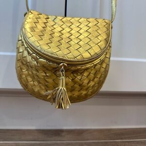 Vintage Bottega Veneta Gold Intrecciato woven Leather crossbody/Shoulder Bag